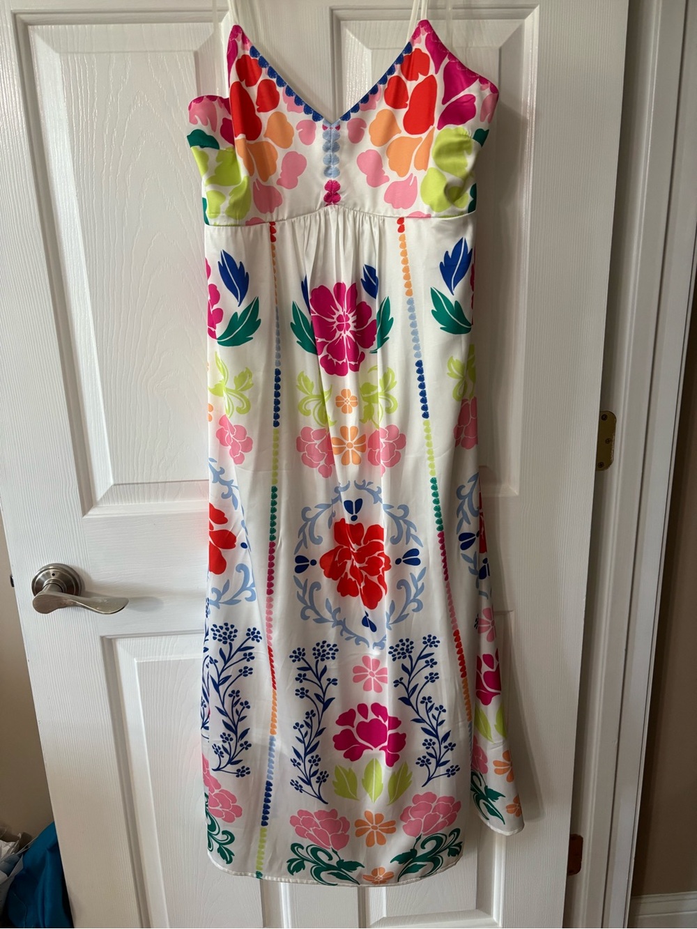 White Floral Maxi Dress with Multicolor Print